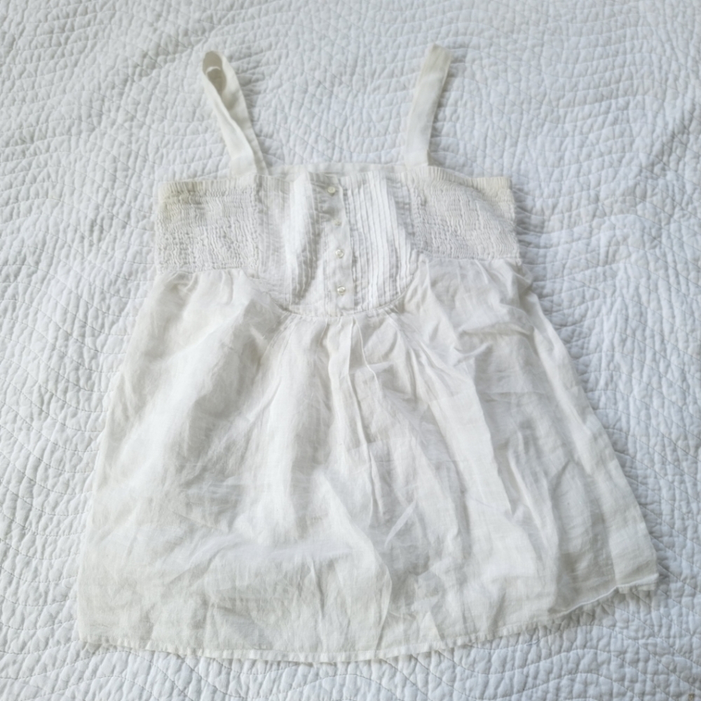 Club Monaco Linen Babydoll Tunic Top White size M